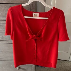 Sezane Red Women's Tie Front Top